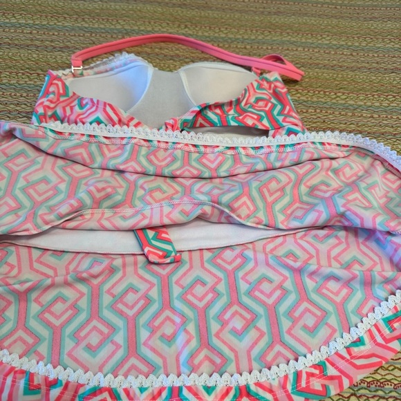 Aqua Couture Tankini Halter Swim Top Colorful Geometric Patterned Size Large - Picture 5 of 10